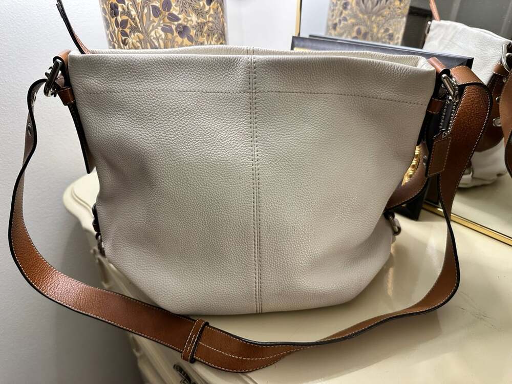 Coach Leather Shoulder Bag F15064 White Tan
